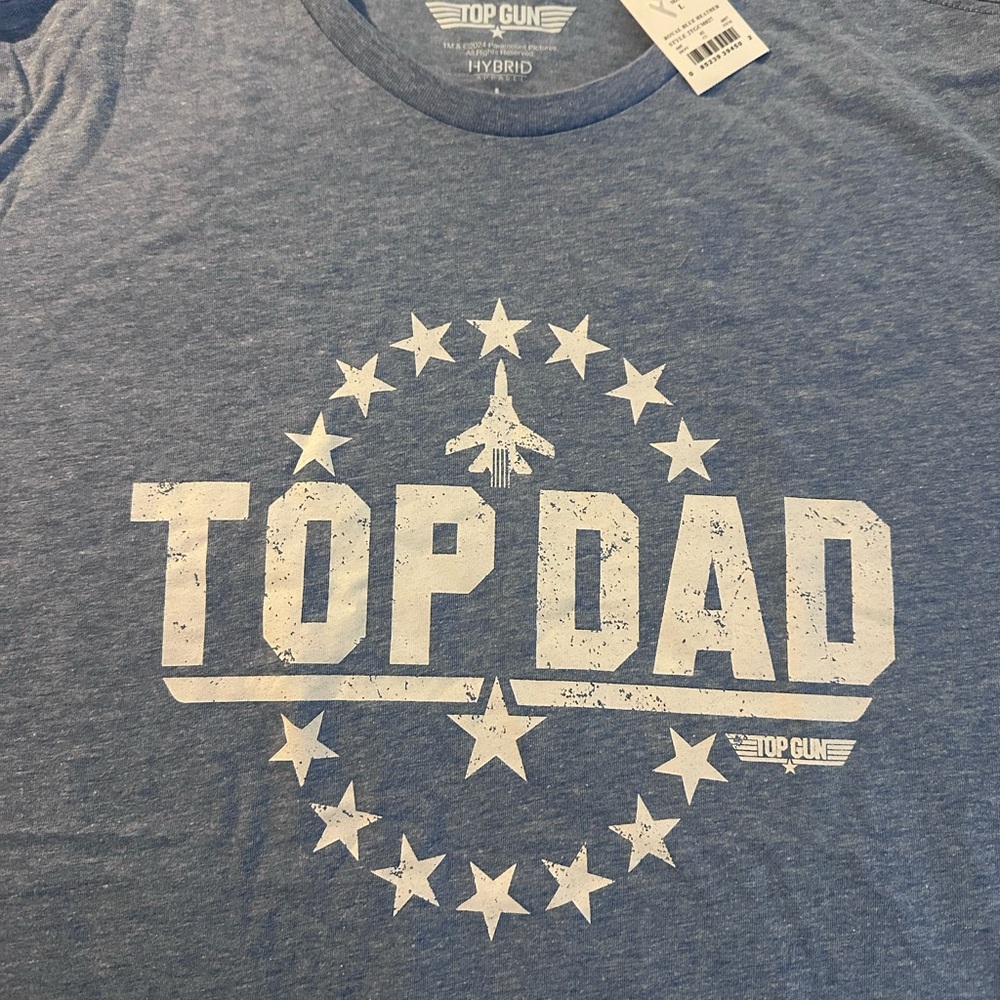Top Dad Blue and White Short Sleeve Tee